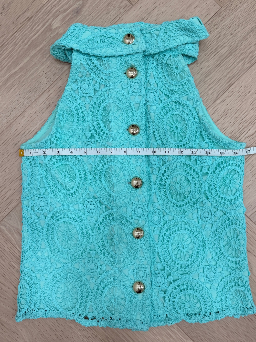 Sail to Sable Mint Eyelet Cowl Neck Top - Picture 4 of 9